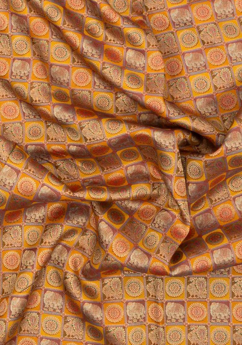 Orange Woven Pure Viscose Art Silk Saree With Meena Zari Motifs With Buttas And Brocade Design For Women - Indya