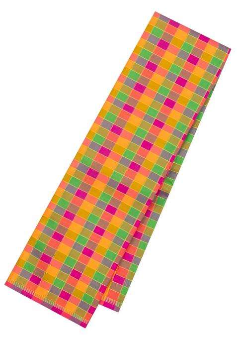 Multi Colour Handloom Kanchipuram Silk Saree With Checks Contrast Pallu With Checks And Stripes Design For Women