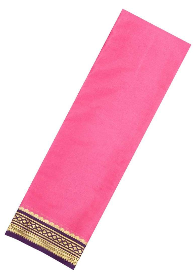 Hot Peach Woven Mysore Silk Saree With Contrast Zari Border With Traditional Woven Design For Women - Indya