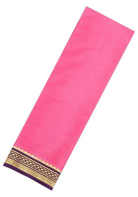 Hot Peach Woven Mysore Silk Saree With Contrast Zari Border With Traditional Woven Design For Women