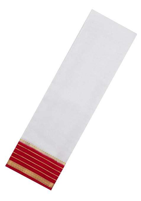 White Woven Mysore Silk Saree With Contrast Zari Border With Traditional Woven Design For Women