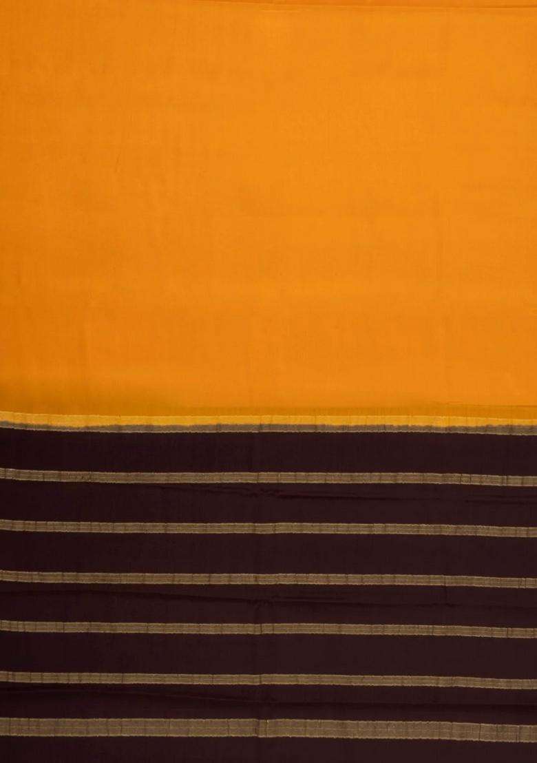 Turmeric Yellow Woven Mysore Silk Saree With Contrast Zari Border With Traditional Woven Design For Women - Indya