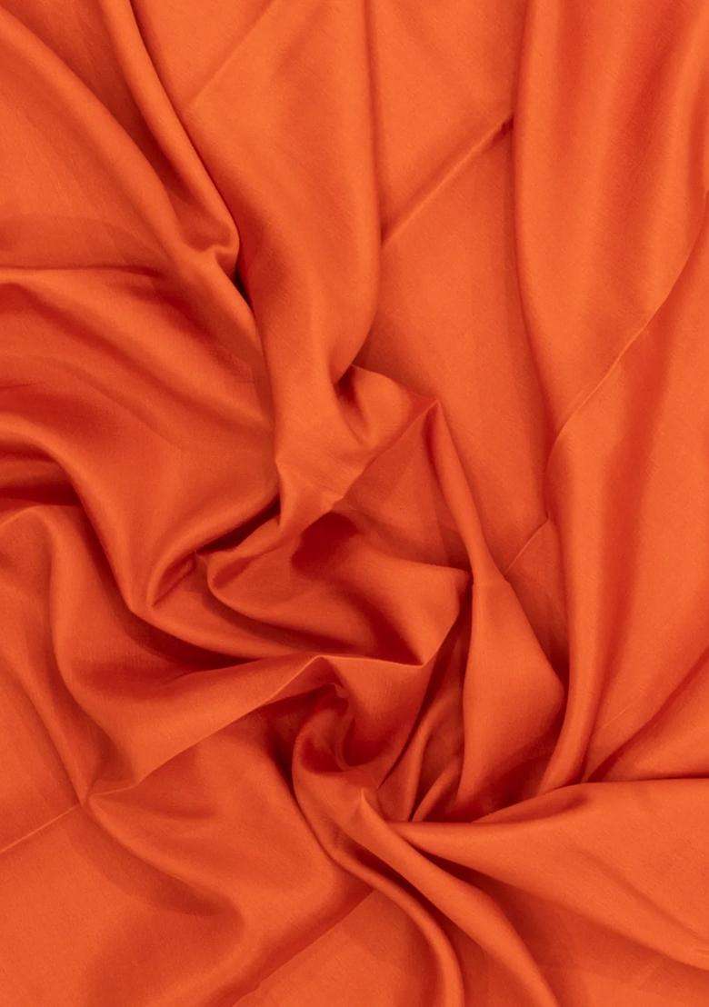 Orange Woven Mysore Silk Saree With Contrast Zari Border With Traditional Woven Design For Women - Indya