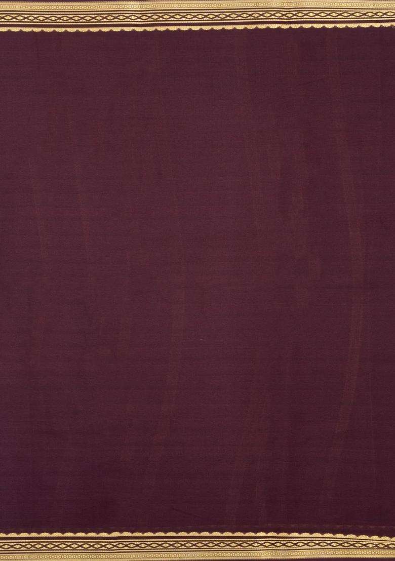 Orange Woven Mysore Silk Saree With Contrast Zari Border With Traditional Woven Design For Women - Indya