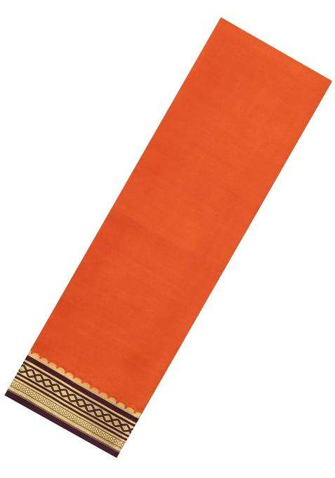 Orange Woven Mysore Silk Saree With Contrast Zari Border With Traditional Woven Design For Women