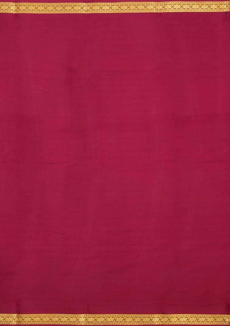 White Woven Mysore Silk Saree With Contrast Zari Border With Traditional Woven Design For Women - Indya