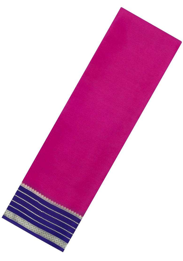 Pink Woven Mysore Silk Saree With Contrast Zari Border With Traditional Woven Design For Women - Indya