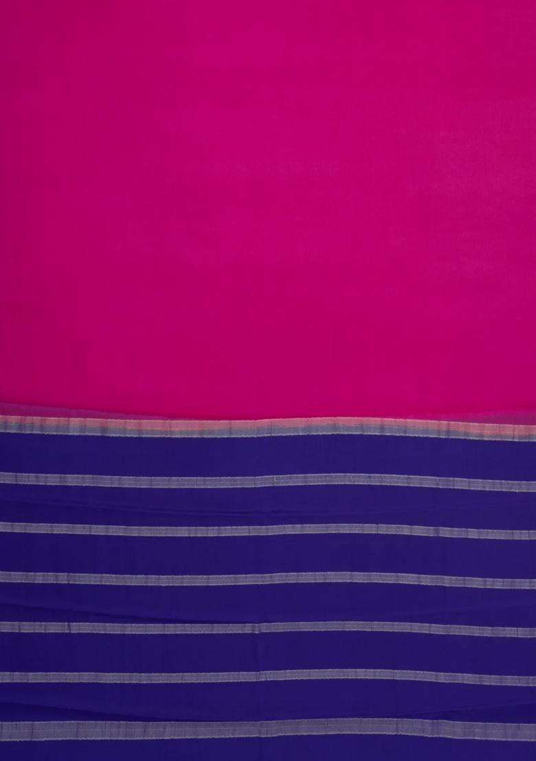 Pink Woven Mysore Silk Saree With Contrast Zari Border With Traditional Woven Design For Women - Indya