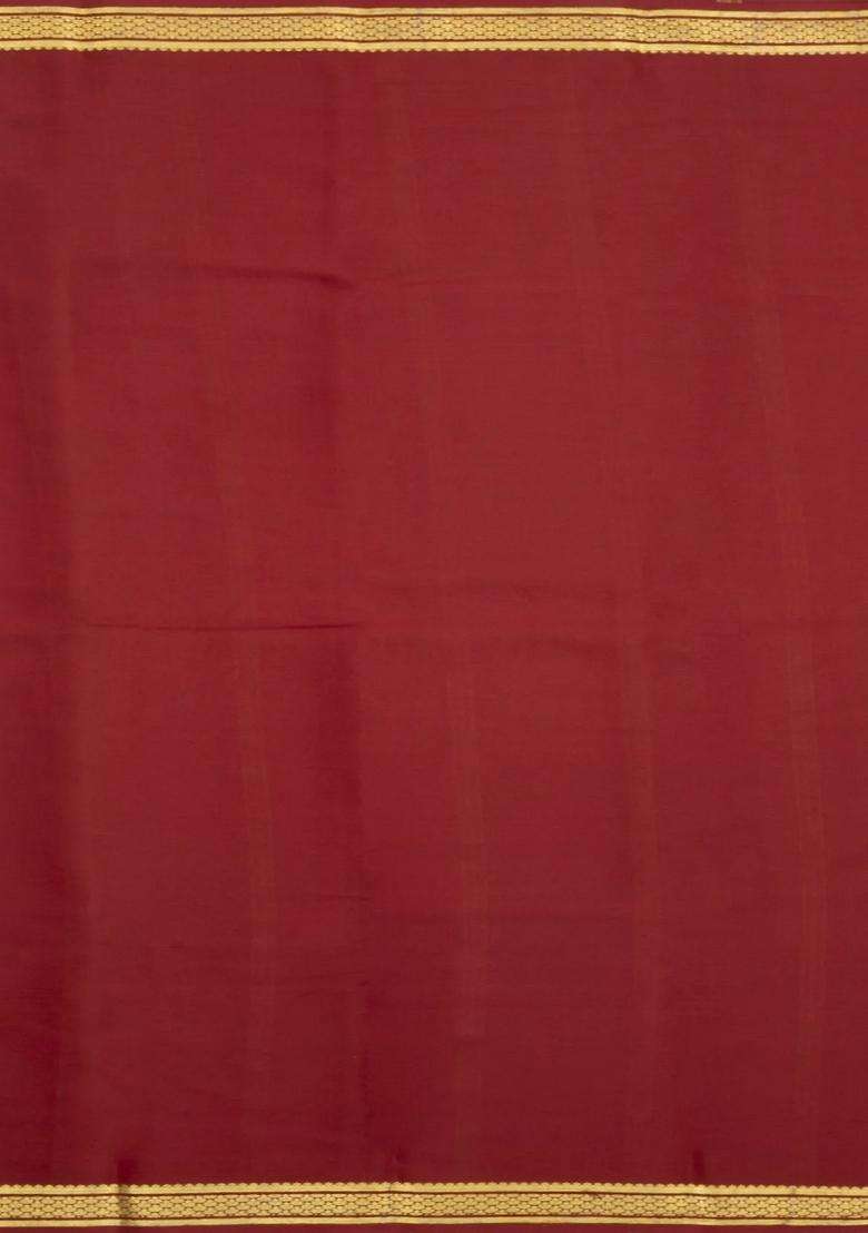 White Woven Mysore Silk Saree With Contrast Zari Border With Traditional Woven Design For Women - Indya