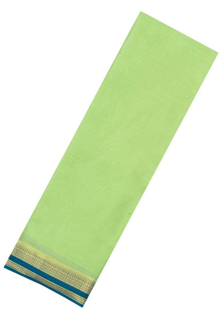 Mint Green Woven Mysore Silk Saree With Contrast Zari Border With Traditional Woven Design For Women - Indya