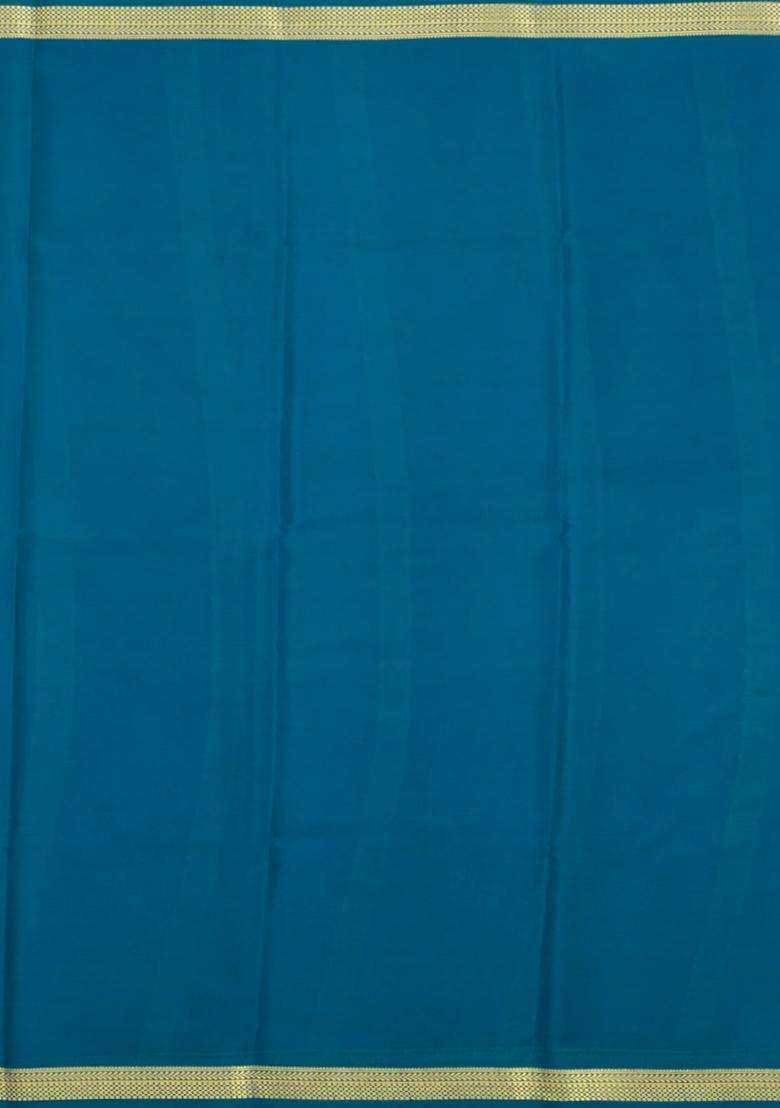 Mint Green Woven Mysore Silk Saree With Contrast Zari Border With Traditional Woven Design For Women - Indya