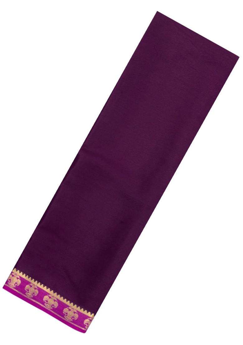 Dark Burgundy Woven Mysore Silk Saree With Contrast Zari Border With Traditional Woven Design For Women - Indya