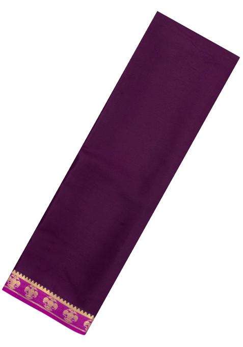 Dark Burgundy Woven Mysore Silk Saree With Contrast Zari Border With Traditional Woven Design For Women