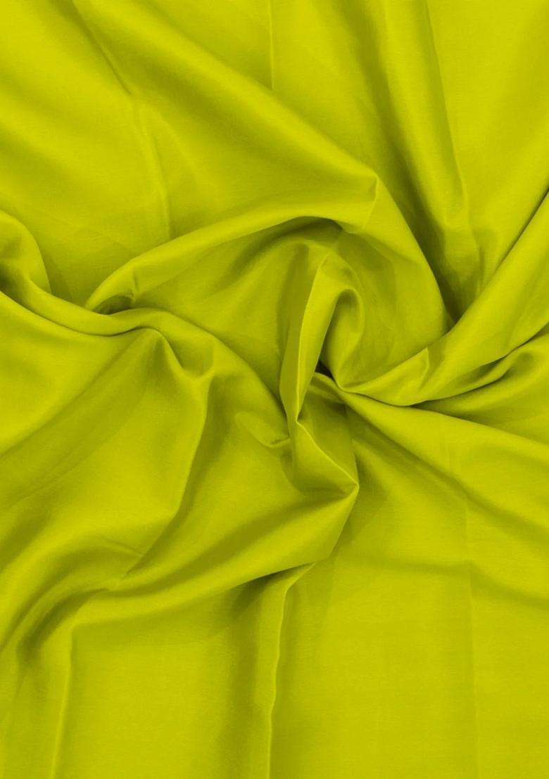 Neon Green Woven Mysore Silk Saree With Contrast Zari Border With Traditional Woven Design For Women - Indya