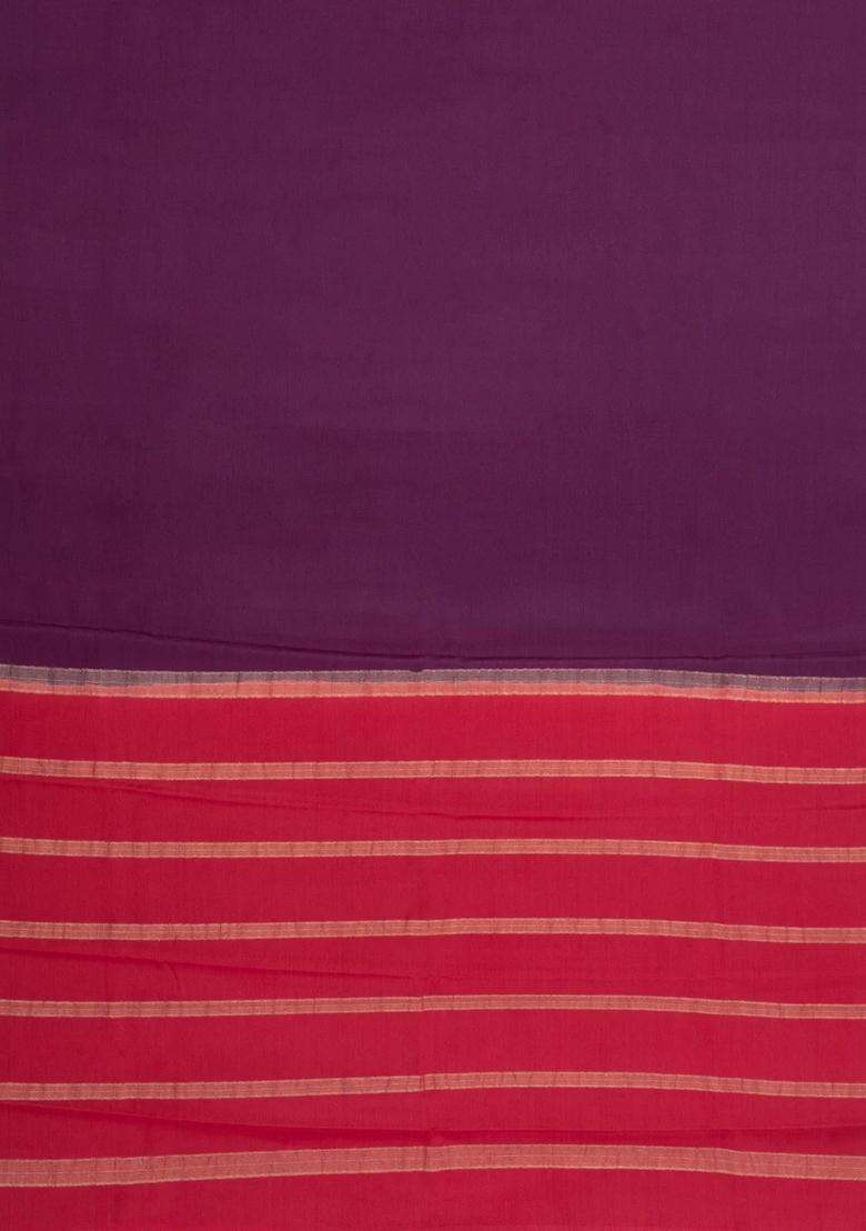 Dark Maroon Woven Mysore Silk Saree With Contrast Zari Border With Traditional Woven Design For Women - Indya