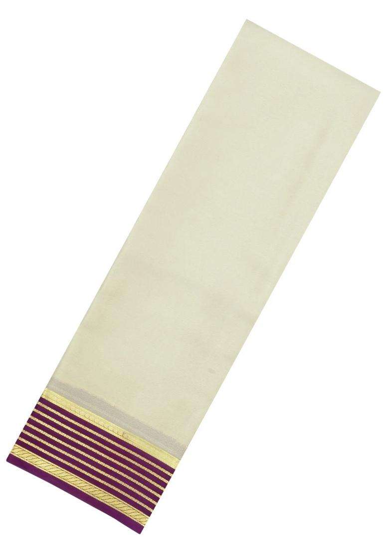Cream Woven Mysore Silk Saree With Contrast Zari Border With Traditional Woven Design For Women - Indya