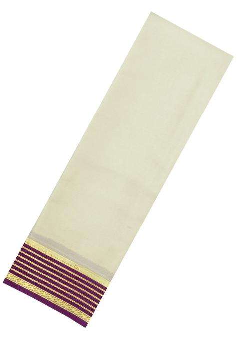 Cream Woven Mysore Silk Saree With Contrast Zari Border With Traditional Woven Design For Women