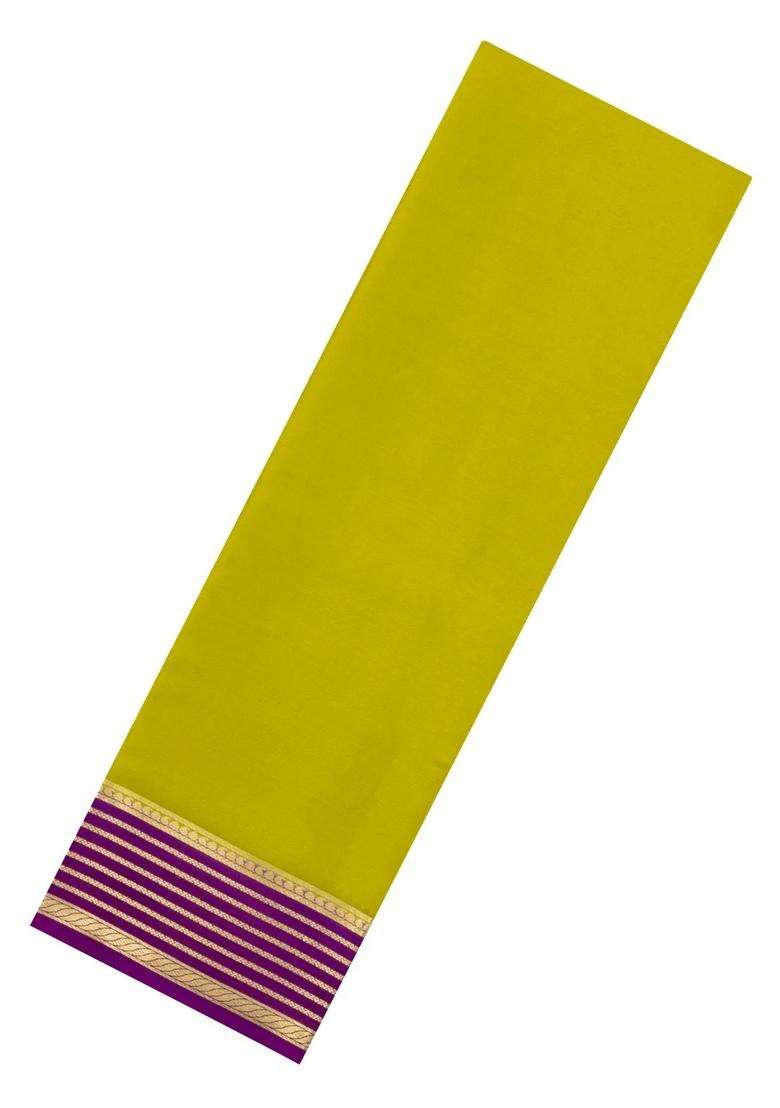Olive Green Woven Mysore Silk Saree With Contrast Zari Border With Traditional Woven Design For Women - Indya