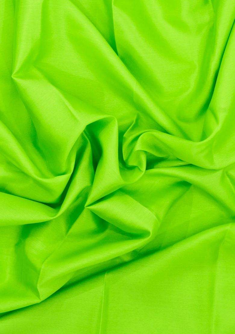 Neon Green Woven Mysore Silk Saree With Contrast Zari Border With Traditional Woven Design For Women - Indya