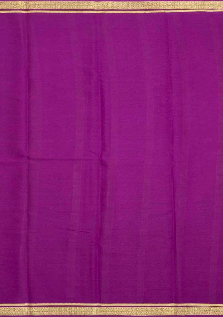 Neon Green Woven Mysore Silk Saree With Contrast Zari Border With Traditional Woven Design For Women - Indya