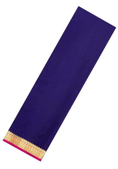Navy Blue Woven Mysore Silk Saree With Contrast Zari Border With Traditional Woven Design For Women