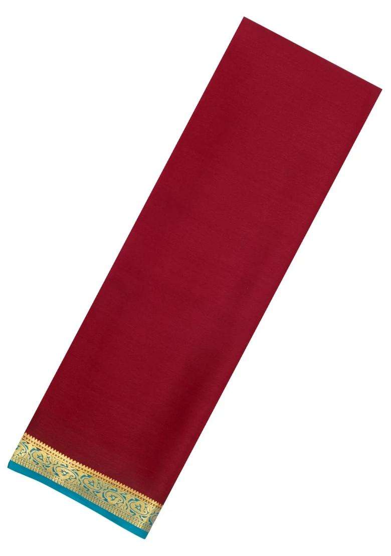 Maroon Woven Mysore Silk Saree With Contrast Zari Border With Traditional Woven Design For Women - Indya
