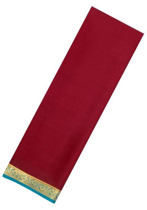 Maroon Woven Mysore Silk Saree With Contrast Zari Border With Traditional Woven Design For Women