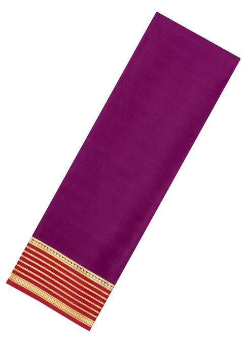 Dark Magenta Woven Mysore Silk Saree With Contrast Zari Border With Traditional Woven Design For Women