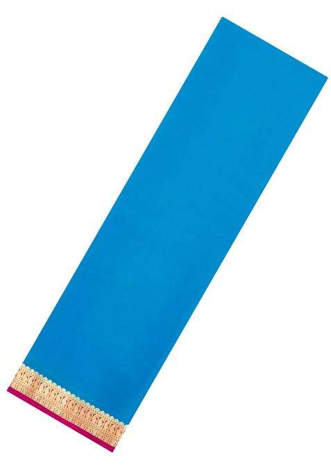 Sky Blue Woven Mysore Silk Saree With Contrast Zari Border With Traditional Woven Design For Women