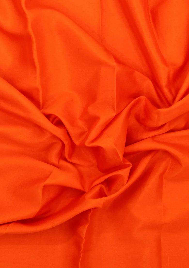 Orange Woven Mysore Silk Saree With Contrast Zari Border With Traditional Woven Design For Women - Indya