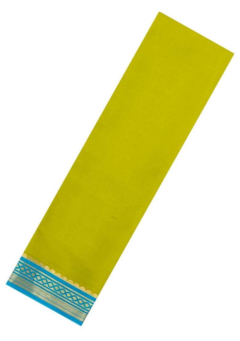 Light Green Woven Mysore Silk Saree With Contrast Zari Border With Traditional Woven Design For Women - Indya