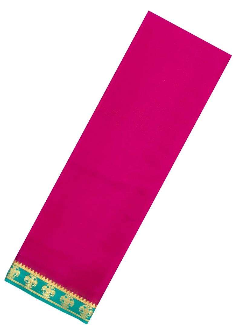 Pink Woven Mysore Silk Saree With Contrast Zari Border With Traditional Woven Design For Women - Indya
