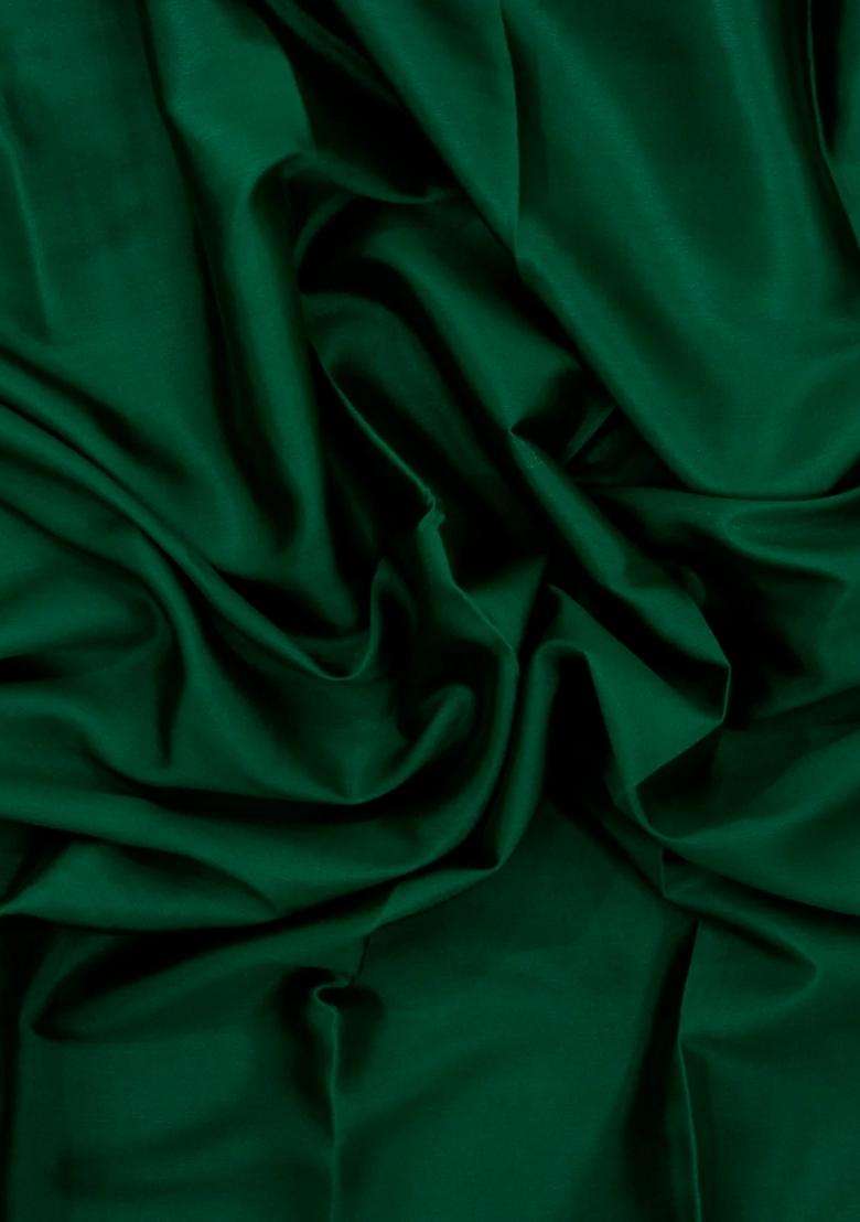 Dark Green Woven Mysore Silk Saree With Contrast Zari Border With Traditional Woven Design For Women - Indya