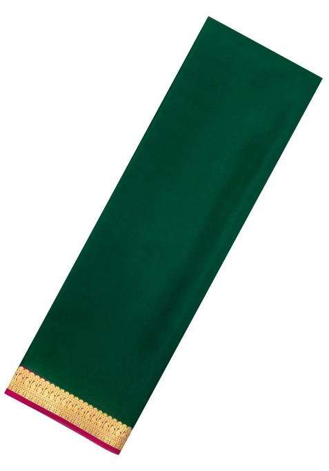 Dark Green Woven Mysore Silk Saree With Contrast Zari Border With Traditional Woven Design For Women