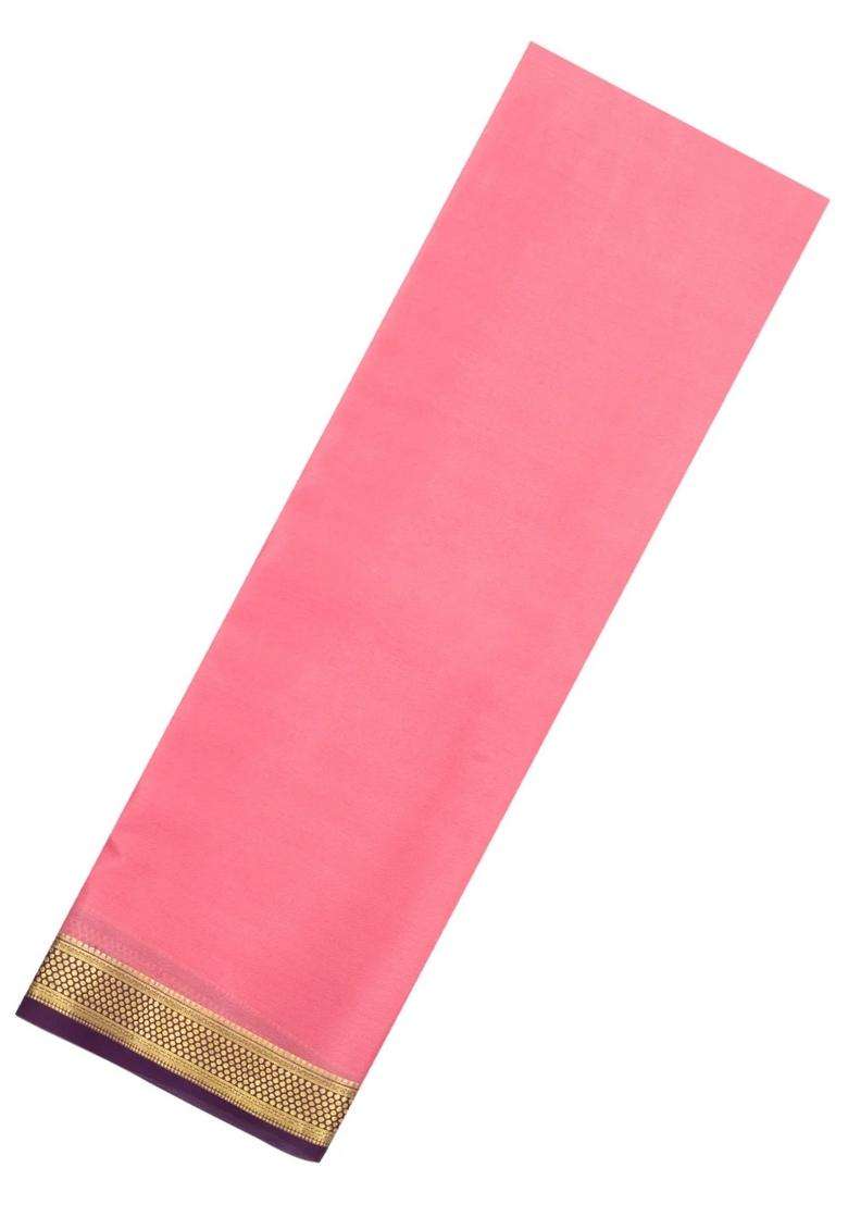 Peach Woven Mysore Silk Saree With Contrast Zari Border With Traditional Woven Design For Women - Indya