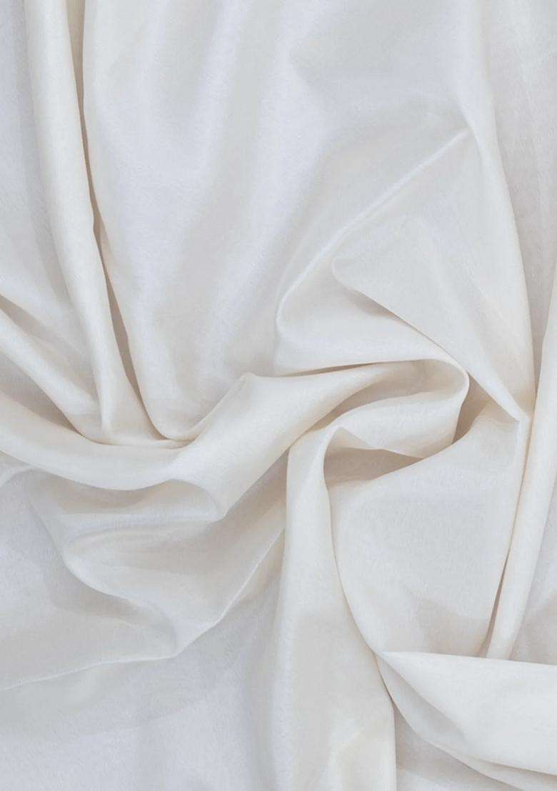 White Woven Mysore Silk Saree With Contrast Zari Border With Traditional Woven Design For Women - Indya