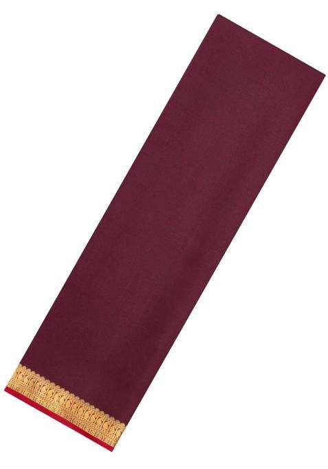 Dark Maroon Woven Mysore Silk Saree With Contrast Zari Border With Traditional Woven Design For Women