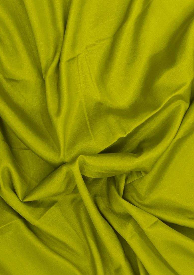 Olive Green Woven Mysore Silk Saree With Contrast Zari Border With Traditional Woven Design For Women - Indya