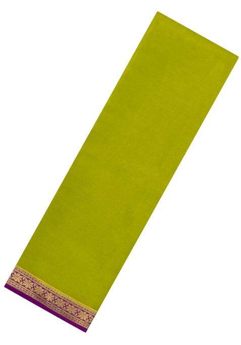 Olive Green Woven Mysore Silk Saree With Contrast Zari Border With Traditional Woven Design For Women