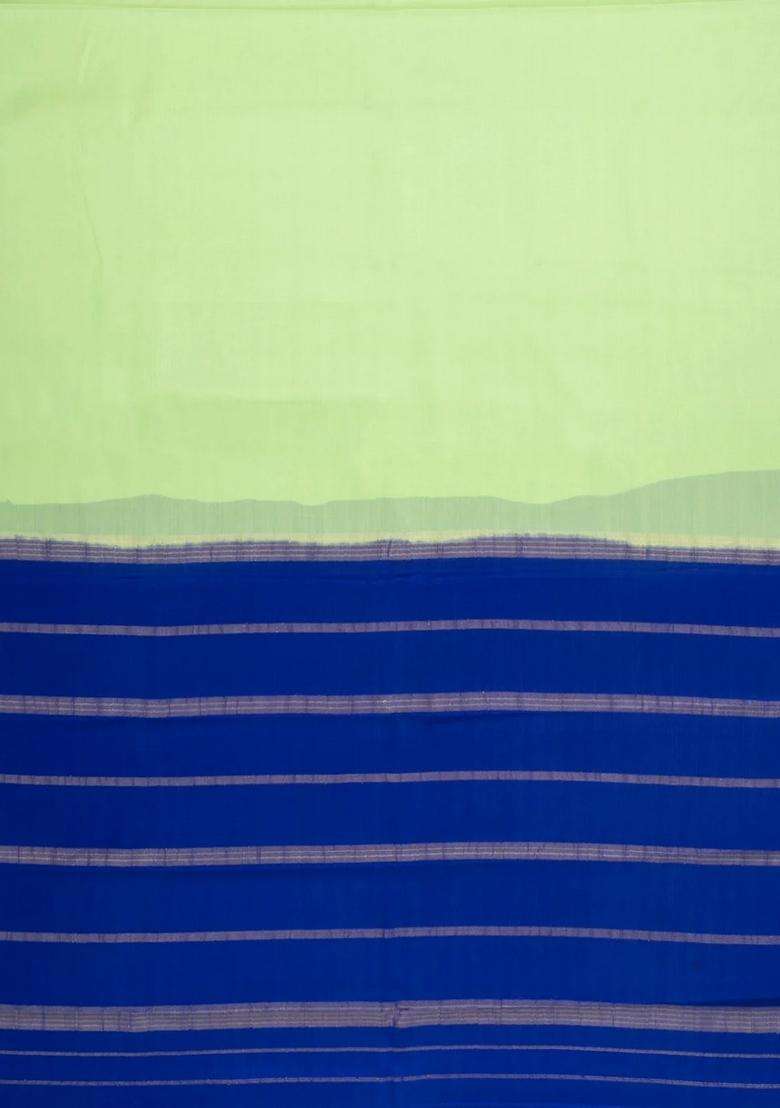 Mint Green Woven Mysore Silk Saree With Contrast Zari Border With Traditional Woven Design For Women - Indya