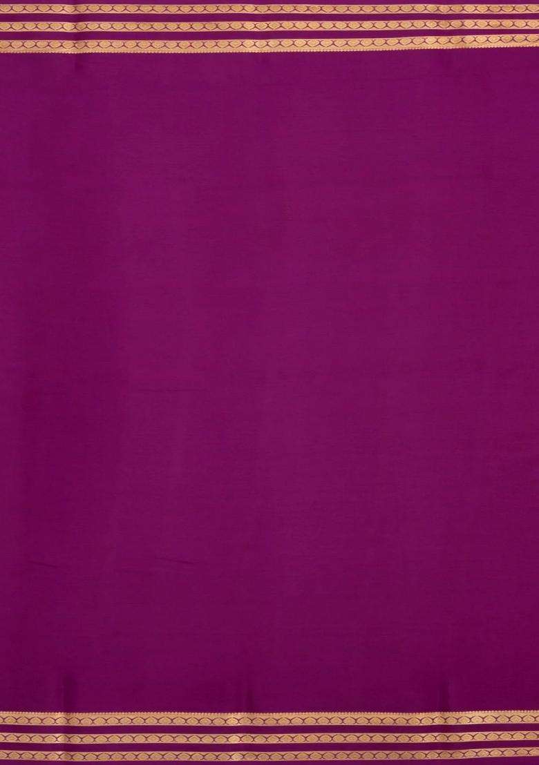 Red Woven Mysore Silk Saree With Contrast Zari Border With Traditional Woven Design For Women - Indya
