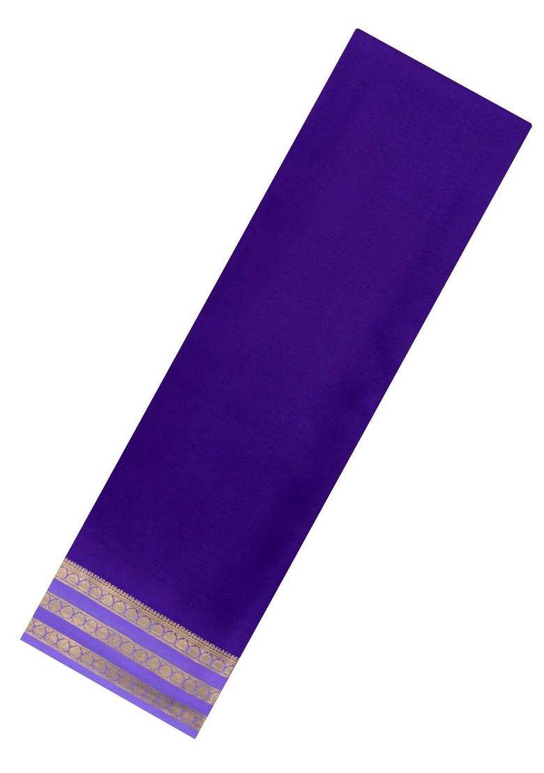 Violet Woven Mysore Silk Saree With Contrast Zari Border With Traditional Woven Design For Women - Indya
