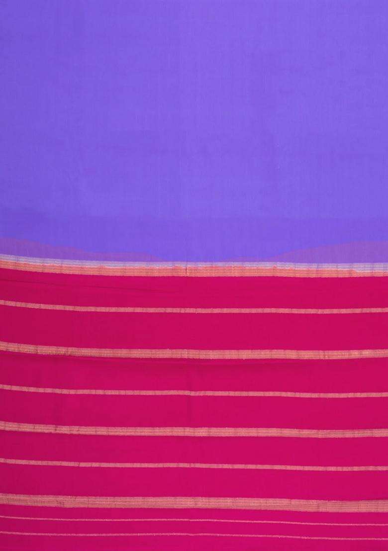 Lavander Lavender Woven Mysore Silk Saree With Contrast Zari Border With Traditional Woven Design For Women - Indya