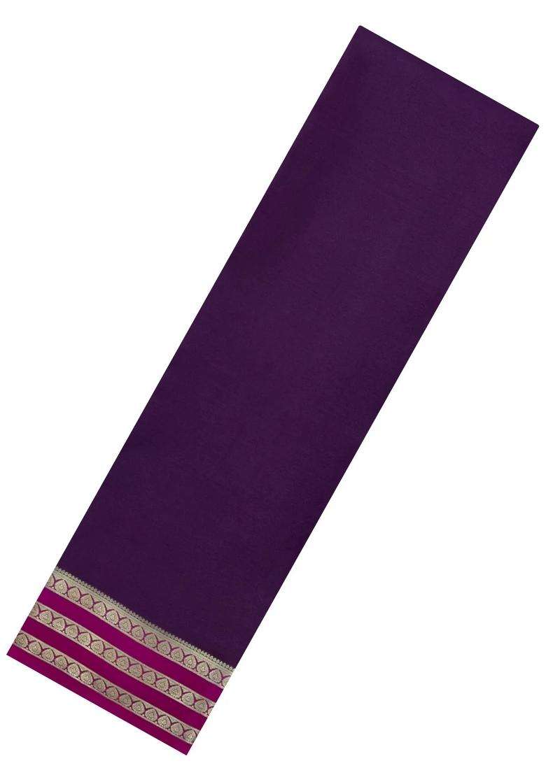 Dark Burgundy Woven Mysore Silk Saree With Contrast Zari Border With Traditional Woven Design For Women - Indya
