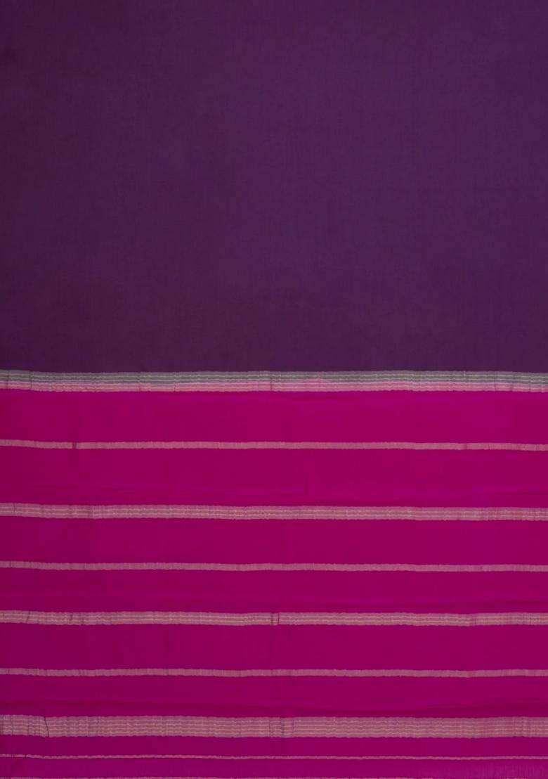 Dark Burgundy Woven Mysore Silk Saree With Contrast Zari Border With Traditional Woven Design For Women - Indya