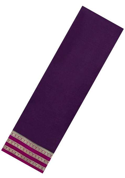 Dark Burgundy Woven Mysore Silk Saree With Contrast Zari Border With Traditional Woven Design For Women