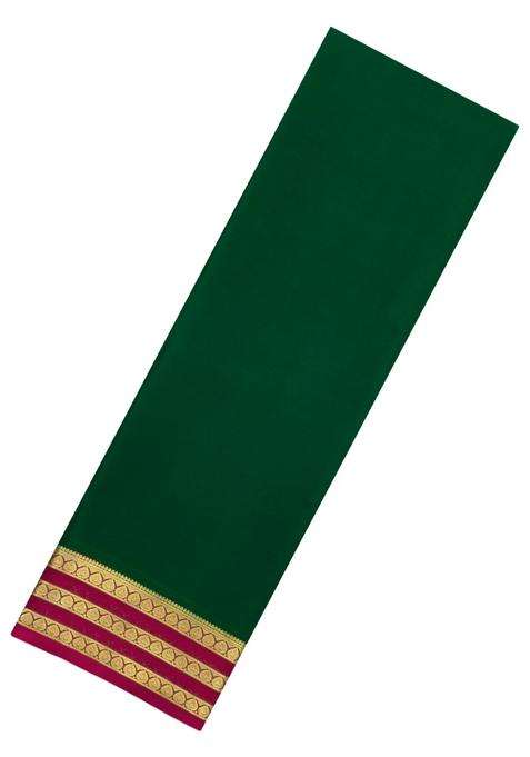 Dark Green Woven Mysore Silk Saree With Contrast Zari Border With Traditional Woven Design For Women