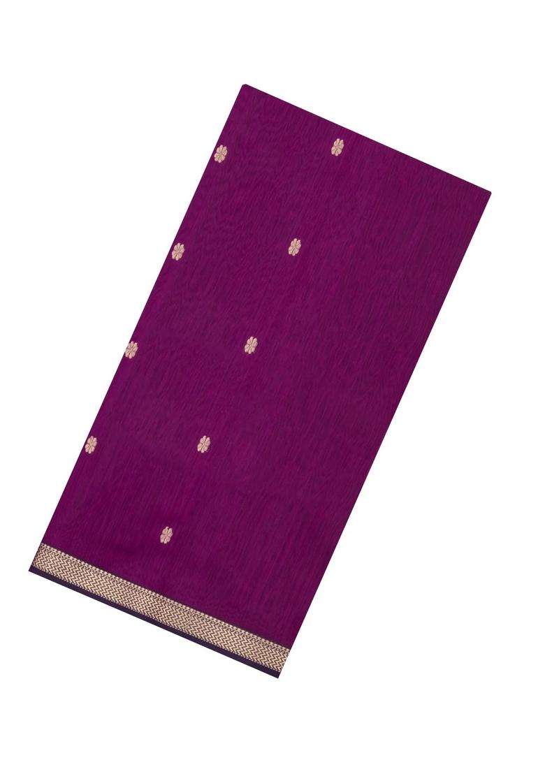 Magenta Handloom Maheswari Silk Cotton Saree With Floral Buttas With Buttas And Brocade Design For Women - Indya
