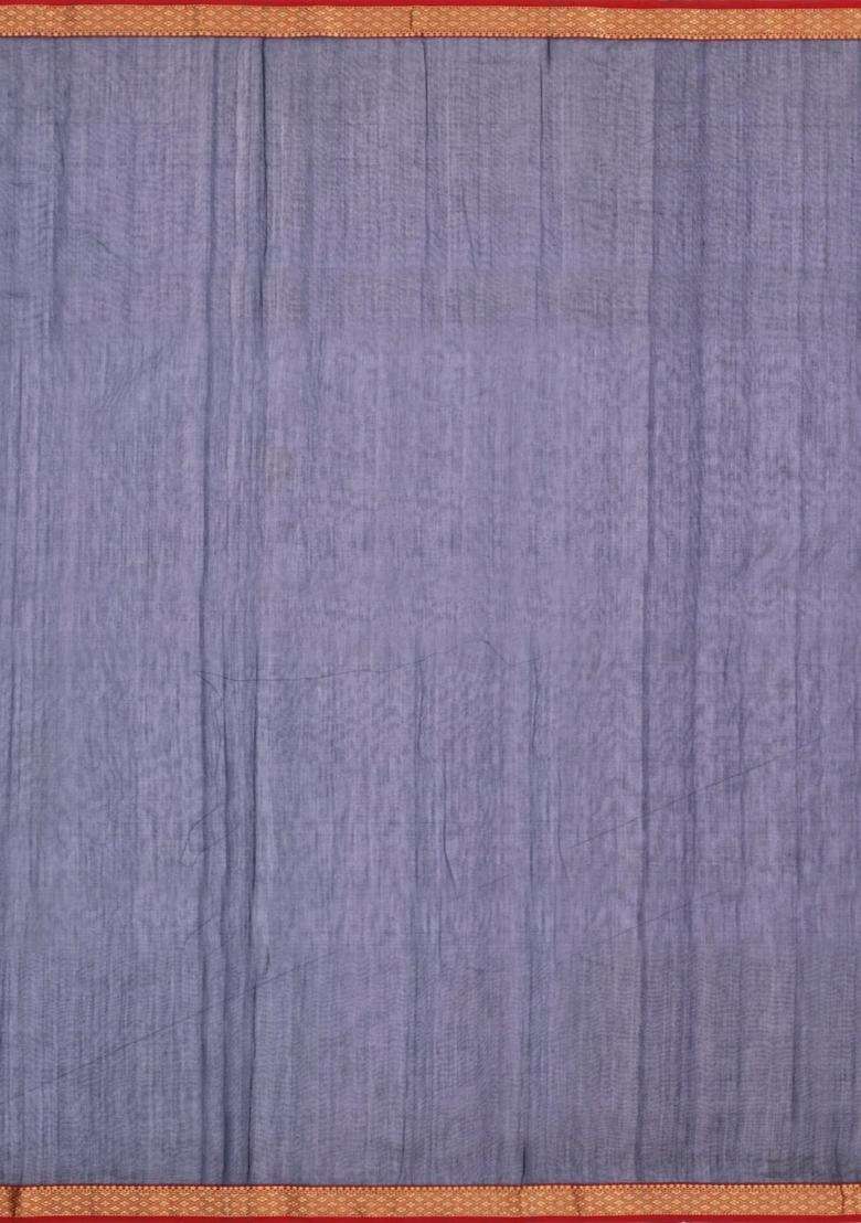 Midnight Blue Handloom Maheswari Silk Cotton Saree With Floral Buttas With Buttas And Brocade Design For Women - Indya