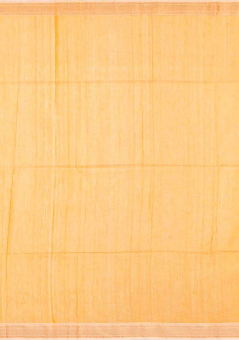 Yellow Handloom Maheswari Silk Cotton Saree With Floral Buttas With Buttas And Brocade Design For Women - Indya